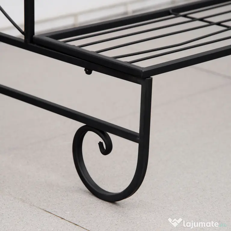 Outsunny Suport pentru Plante din Metal, Scară Suport pe 3 Niveluri pentru Ghivece de Grădina în Stil Vintage, 95x63x72 cm, Negru | Aosom Romania