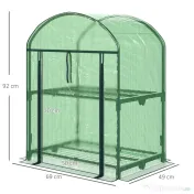 Outsunny Mini Seră de Grădină cu 2 Rafturi Metalice și Acoperiș PE, Seră Compactă pentru Balcon și Terasă, 69x49x91 cm, Verde | Aosom Romania