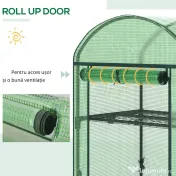Outsunny Mini Seră de Grădină cu 2 Rafturi Metalice și Acoperiș PE, Seră Compactă pentru Balcon și Terasă, 69x49x91 cm, Verde | Aosom Romania