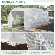 Outsunny Sera Tip Tunel cu Ușă, Panouri și 8 Ferestre Rulabile, din Oțel Galvanizat și PE, 3.97x3x2 m, Alb 