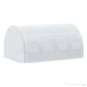 Outsunny Sera Tip Tunel cu Ușă, Panouri și 8 Ferestre Rulabile, din Oțel Galvanizat și PE, 3.97x3x2 m, Alb 