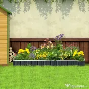 Outsunny Strat de Cultivare Ridicat, Modular și Fără Fund din Oțel Zincat, 258x90x30 cm, Gri Închis 