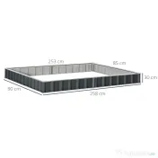 Outsunny Strat de Cultivare Ridicat, Modular și Fără Fund din Oțel Zincat, 258x90x30 cm, Gri Închis 