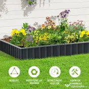 Outsunny Strat de Cultivare Ridicat, Modular și Fără Fund din Oțel Zincat, 258x90x30 cm, Gri Închis 