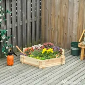 Outsunny Pat de Gradina fara Baza si cu Structura de blocare, din Lemn, 100x92x16cm 