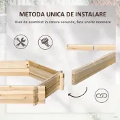 Outsunny Pat de Gradina fara Baza si cu Structura de blocare, din Lemn, 100x92x16cm 