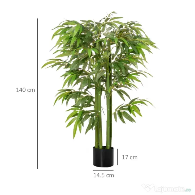 HOMCOM planta artificiala bambus in ghiveci, 140 cm | Aosom Romania