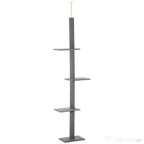 PawHut Stâlp de Zgâriat pentru Pisici pe 4 Niveluri și Fixare pe Tavan Reglabil, 43x27x228-260 cm, Gri | Aosom Romania