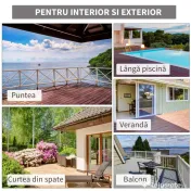 Outsunny Scaun Adirondack din Ratan pentru Grădină cu Perne Moi Spătar Înalt Curbat și Cotiere Albastru Deschis | Aosom Romania