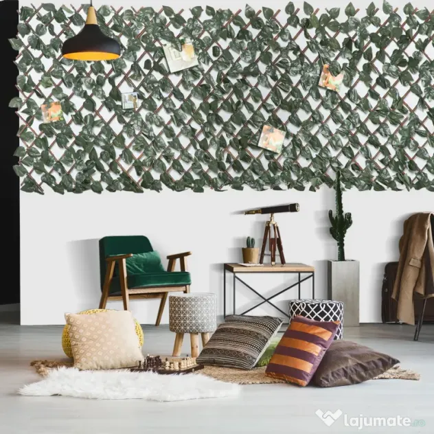 Outsunny Panouri Decorative cu Plante Artificiale, Ecran Expandabil pentru Intimitate, Ideal pentru Balcon/Verandă, 8 Piese, Verde | Aosom Romania
