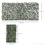 Outsunny Panouri Decorative cu Plante Artificiale, Ecran Expandabil pentru Intimitate, Ideal pentru Balcon/Verandă, 8 Piese, Verde | Aosom Romania