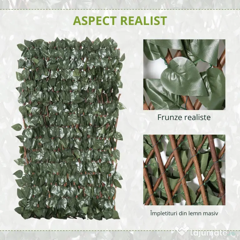 Outsunny Panouri Decorative cu Plante Artificiale, Ecran Expandabil pentru Intimitate, Ideal pentru Balcon/Verandă, 8 Piese, Verde | Aosom Romania