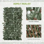 Outsunny Panouri Decorative cu Plante Artificiale, Ecran Expandabil pentru Intimitate, Ideal pentru Balcon/Verandă, 8 Piese, Verde | Aosom Romania