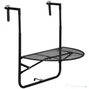 Outsunny masa de agatat pentru balcon, masuta metalica de instalare pe perete, Neagra 