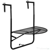 Outsunny masa de agatat pentru balcon, masuta metalica de instalare pe perete, Neagra