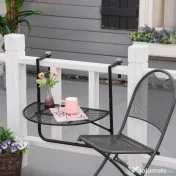 Outsunny masa de agatat pentru balcon, masuta metalica de instalare pe perete, Neagra 