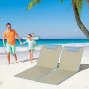 Outsunny Set 2 Șezlonguri cu Spătar Reglabil pe 5 Niveluri, Tetieră și Geantă de Transport, 124x53x35-45 cm, Bej | Aosom Romania 