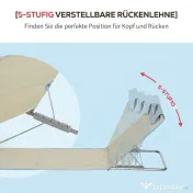 Outsunny Set 2 Șezlonguri cu Spătar Reglabil pe 5 Niveluri, Tetieră și Geantă de Transport, 124x53x35-45 cm, Bej | Aosom Romania 