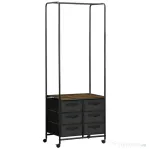 HOMCOM Cuier in stil industrial pentru haine, cu 6 sertare din tesatura, organizator deschis pentru dulap pentru hol, dormitor si dulap, maro rustic