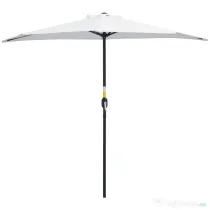 Outsunny Umbrelă Semicirculară de Perete cu Deschidere cu Manivelă și 5 Spițe, 2.6x1.35x2.3 m, Alb | Aosom Romania