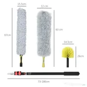 HOMCOM Pămătuf Extensibil din Microfibră, Φ14.5x73-180 cm, Negru | Aosom Romania