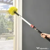 HOMCOM Pămătuf Extensibil din Microfibră, Φ14.5x73-180 cm, Negru | Aosom Romania