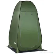 Outsunny Cort de Duș pentru Camping cu Ușă cu Fermoar, Geantă de Transport și Buzunar, 126x124x189 cm, Verde Închis | Aosom Romania 