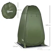 Outsunny Cort de Duș pentru Camping cu Ușă cu Fermoar, Geantă de Transport și Buzunar, 126x124x189 cm, Verde Închis | Aosom Romania 