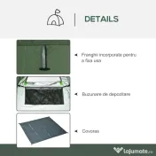 Outsunny Cort de Duș pentru Camping cu Ușă cu Fermoar, Geantă de Transport și Buzunar, 126x124x189 cm, Verde Închis | Aosom Romania 