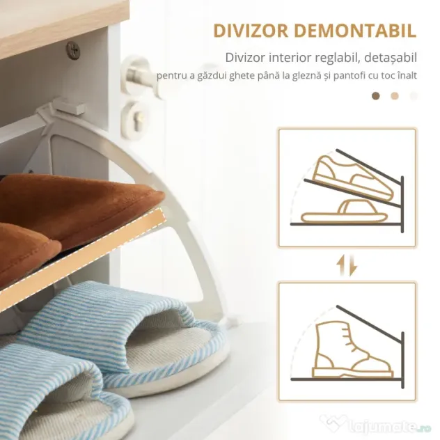 HOMCOM Dulap de pantofi din PAL cu 3 sertare si 2 rafturi interne reglabile, 70x23,5x122 cm, alb | AOSOM RO