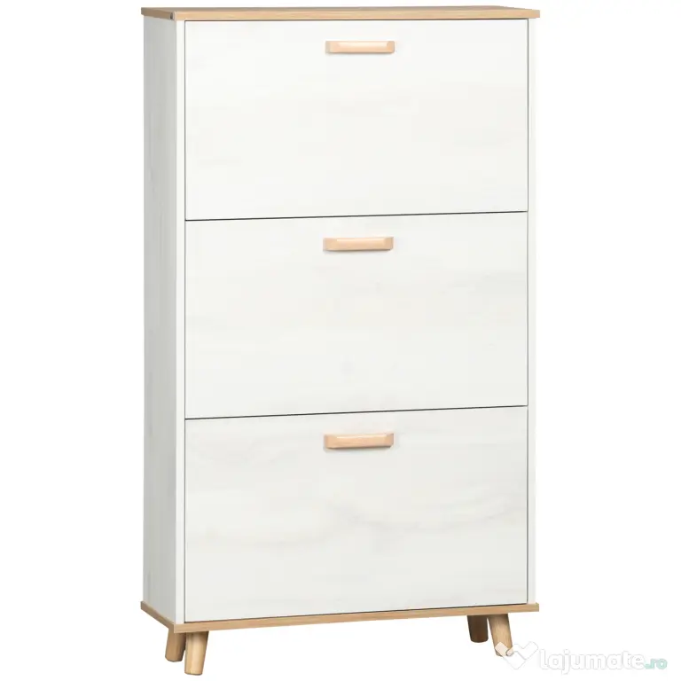 HOMCOM Dulap de pantofi din PAL cu 3 sertare si 2 rafturi interne reglabile, 70x23,5x122 cm, alb | AOSOM RO
