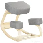Vinsetto Scaun ergonomic din lemn cu perna captusita din spuma de cauciuc, 51x69x58, Gri | Aosom Romania