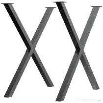 HOMCOM Set 2 picioare pentru masa, birou din otel in forma de X  80x4x72cm, negru