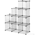 HOMCOM Biblioteca cu economie de spatiu pentru jucarii, haine, 9 cuburi din otel si PP, 35x35x35 cm, negru