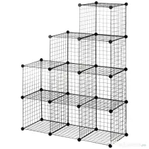 HOMCOM Bibliotecă Spațiu Redus, 9 Cuburi, Oțel/PP, 35x35x35cm, Negru, pentru Jucării/Haine | Aosom Romania