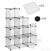 HOMCOM Bibliotecă Spațiu Redus, 9 Cuburi, Oțel/PP, 35x35x35cm, Negru, pentru Jucării/Haine | Aosom Romania
