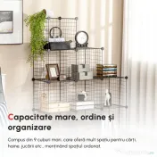 HOMCOM Bibliotecă Spațiu Redus, 9 Cuburi, Oțel/PP, 35x35x35cm, Negru, pentru Jucării/Haine | Aosom Romania