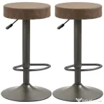 Homcom Set 2 Scaune Bar Pivotante – Reglabile cu Suport