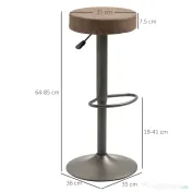 Homcom Set 2 Scaune Bar Pivotante – Reglabile cu Suport 