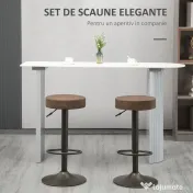 Homcom Set 2 Scaune Bar Pivotante – Reglabile cu Suport 
