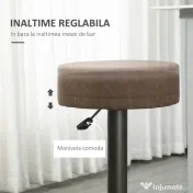 Homcom Set 2 Scaune Bar Pivotante – Reglabile cu Suport 