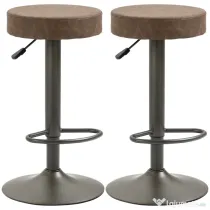 HOMCOM Set 2 Scaune de Bar, Scaune de Bucătărie Pivotante, Înălțime Reglabilă, 35x36x64-85 cm, Maro | Aosom Romania