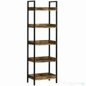 Biblioteca in stil industrial cu 5 rafturi, dulap de biblioteca din lemn si metal pentru casa si biroU HOMCOM | Aosom RO