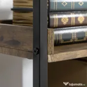Biblioteca in stil industrial cu 5 rafturi, dulap de biblioteca din lemn si metal pentru casa si biroU HOMCOM | Aosom RO
