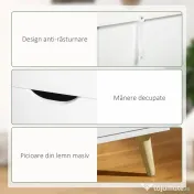 HOMCOM Comodă cu 6 sertare cu mânere laminate, din lemn de pin, 120x40x76 cm, albă și culoare lemn 