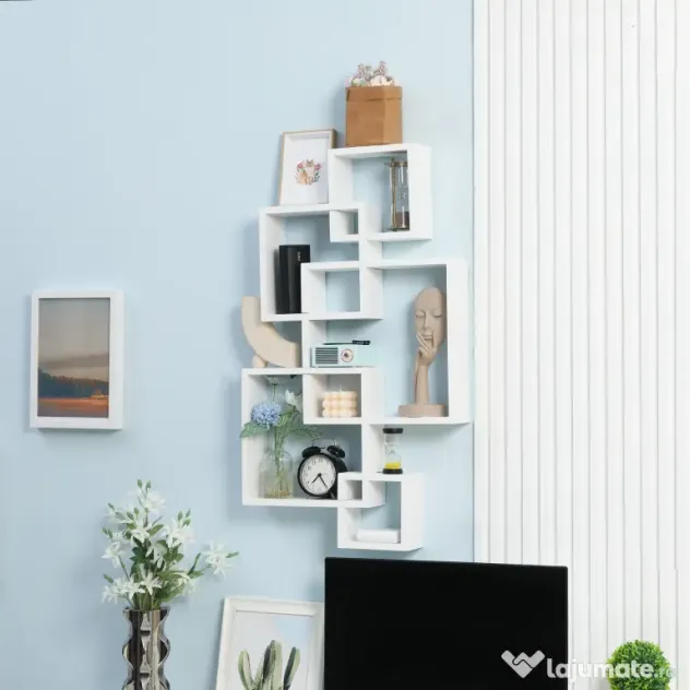 HOMCOM Rafturi pentru perete, 5 cuburi, cu accesorii de fixare, alb | Aosom Romania