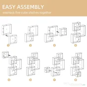 HOMCOM Rafturi pentru perete, 5 cuburi, cu accesorii de fixare, alb | Aosom Romania