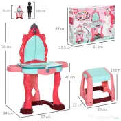 AIYAPLAY Măsuță de toaletă pentru fetițe cu scaun, oglindă, lumini și accesorii, din PP și GPPS, 57x34x76 cm, multicolor 
