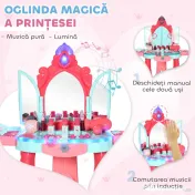 AIYAPLAY Măsuță de toaletă pentru fetițe cu scaun, oglindă, lumini și accesorii, din PP și GPPS, 57x34x76 cm, multicolor 