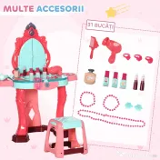 AIYAPLAY Măsuță de toaletă pentru fetițe cu scaun, oglindă, lumini și accesorii, din PP și GPPS, 57x34x76 cm, multicolor 